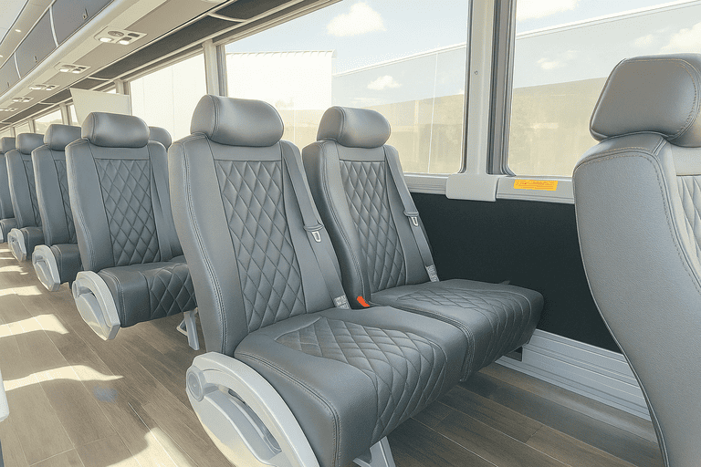 interior of Bus Rental Company Lakewood charter bus