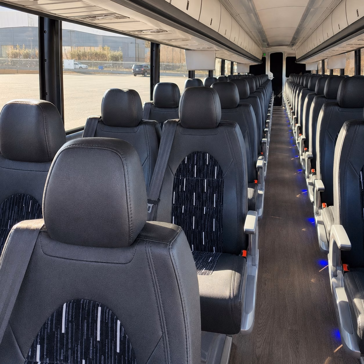 56 passenger charter bus inside
